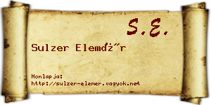 Sulzer Elemér névjegykártya